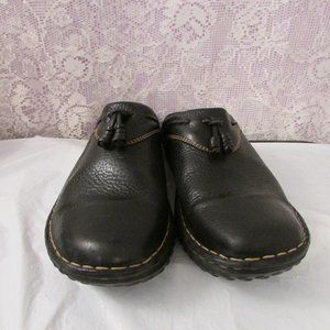 Born Leather Slip On Tassel Mules Clogs Shoes Womens Size 11